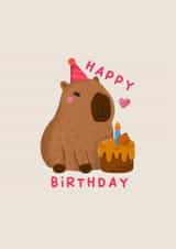 Cute Birthday Card - Capybara - Cake created by Sophia Mac