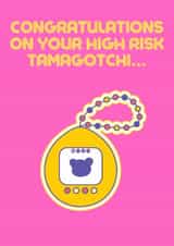 Funny New Baby/Pregnancy Card - Tamagotchi - High Risk created by RooBee Card Company