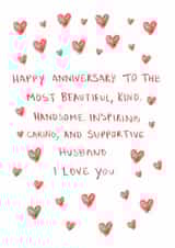 Classic Anniversary Card - For Husband - Supportive And Kind created by HCD Illustration