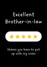 Funny Birthday Card - Brother In Law - Five Star Review created by Sundiva Designs