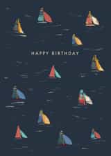 Classic Birthday Card - For Him - Boats created by Rebecca Prinn