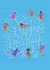 Fun Winter Holiday Card for Family and Friends- Ice Skating- Hand Lettering created by Vinitha Mammen