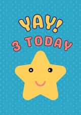 Cute 3rd Birthday Card - For Him - Star created by GawjusCards