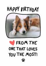 Personalised Birthday Photo Card created by @hollielonglanddesigns - Cute Birthday Card - From The Dog - From The One That Loves You The Most