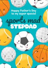 Cute Father's Day Card - Step Dad - Sports Mad created by Bev O'Connor || @oconnordesign
