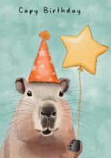 Cute Birthday Card - Capy Birthday - Capybara created by Mheath Art & Illustration