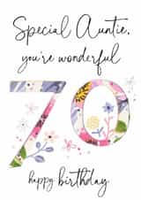 Classic Floral Birthday Card - 70th - Wonderful Auntie created by Katie Phythian Design