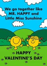 Cute Valentine's Mr. Men Card - Mr. Happy And Little Miss Sunshine created by Mr. Men