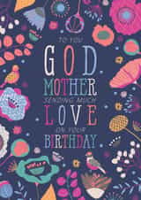 Classic Birthday Card - For Godmother - Flowers And Birds created by Rebecca Prinn