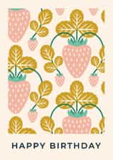 Arty Birthday Card - Vintage Strawberry Pattern created by Taya Cosgrove