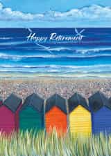 Arty Retirement Card - Happy Retirement - Beach Huts created by Joanne Wishart
