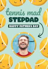 Personalised Father's Day Photo Card created by Bev O'Connor || @oconnordesign - Cute Father's Day Card - For Stepdad - Tennis Mad