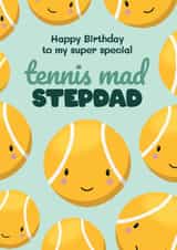 Cute Birthday Card - For Stepdad - Tennis Mad Stepdad created by Bev O'Connor || @oconnordesign