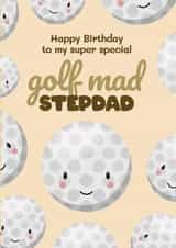 Cute Birthday Card - For Stepdad - Golf Mad created by Bev O'Connor || @oconnordesign