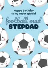 Cute Birthday Card - For Stepdad - Football Mad created by Bev O'Connor || @oconnordesign