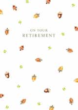 Classic Retirement Card - Painted Acorns - Leaves created by Rebecca Prinn