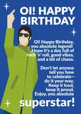 Fun Birthday Card - For Him - Liam Gallagher created by Jon Downer