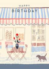 Classic Birthday Card - For Her - Parisian Cafe Illustration created by Rebecca Prinn