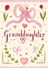 Classic Birthday Card - For Granddaughter - Pink Bows & Hearts created by Love Lucy Illustration