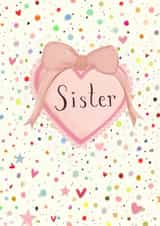 Pretty Birthday Card - For Sister - Bow Heart created by Love Lucy Illustration