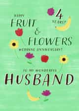 Cute Anniversary Card - 4 Years - Fruit & Flowers created by Juniper and Rose Studio