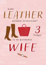 Cute Anniversary Card - 3 Years - Leather Anniversary created by Juniper and Rose Studio