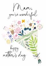 Traditional Mother's Day Card - Mam - Floral Bouquet created by Katie Phythian Design