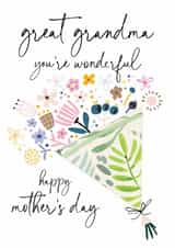 Traditional Mother's Day Card - Great Grandma - Floral Bouquet created by Katie Phythian Design