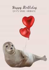 Cute, funny Seal Birthday card for her created by Shadan Designs