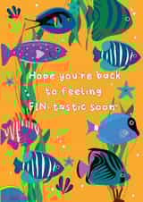 Cute Get Well Card - Feel Fin-tastic Soon - Fish created by @Laura Lonsdale Designs