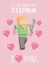 Fun Minecraft-Inspired Mother’s Day Card for Stepmum – Pixel Gamer created by Danilo