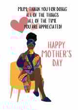 Heartfelt Mother's Day Card - You Are Appreciated created by AfroTouch Design