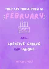 Fun Birthday Card - February Birthday - Cake created by Sian Moore Illustration