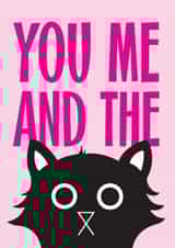 Cute romantic love card for cat loving wife, husband, girlfriend or boyfriend created by Baldy And The Fidget