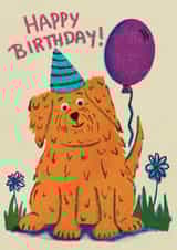Cute Dog Birthday Card - Happy Birthday Dog - Balloon created by Stiffnees