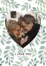 Personalised Anniversary Photo Card created by Spark and Wild - Classic Anniversary Card - Heart Frame - Leaves