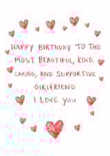 Heartfelt Birthday Card - For Girlfriend - Hearts created by HCD Illustration