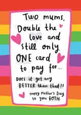 Funny Mother's Day Card - Two Mums, One Card To Pay For - LGBTQ+ created by Arrow Gift Co