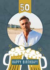 Personalised Birthday Photo Card created by @hollielonglanddesigns - Classic 50th Birthday Card - For Him - Beers