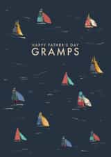 Classic Father's Day Card - For Gramps - Illustrated boats created by Rebecca Prinn