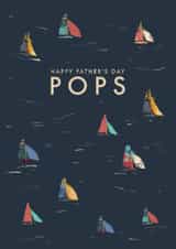 Classic Father's Day Card - For Pops - Illustrated Boats created by Rebecca Prinn