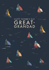 Classic Father's Day Card - For Great-Grandad - Illustrated Boats created by Rebecca Prinn
