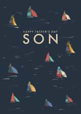 Classic Father's Day Card - For Son - Illustrated Boats created by Rebecca Prinn