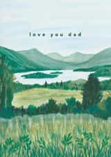 Arty Birthday/Father's Day Card - Mountain Landscape - Love You Dad created by Joy Jen Studio