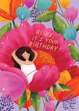 Pretty Birthday Card - For Her - Relax It's Your Birthday! created by Aniet Illustration