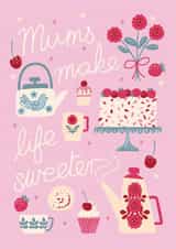 Afternoon Tea Mother's Day card - with cute cakes and Scandi coffee and teapots created by Gemma Stanton Creative