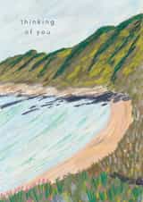 Arty Thinking Of You Card - Beach Landscape created by Joy Jen Studio