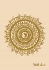 Mandala yin-yang with love card, gold mandala design card - with love created by Esther Denton