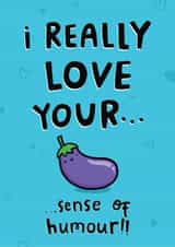 Funny Birthday/Anniversary Card - Really Love Your Sense Of Humour - Eggplant created by Arrow Gift Co