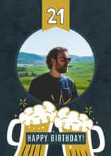 Personalised Birthday Photo Card created by @hollielonglanddesigns - Classic 21st Birthday Card - For Him - Beers